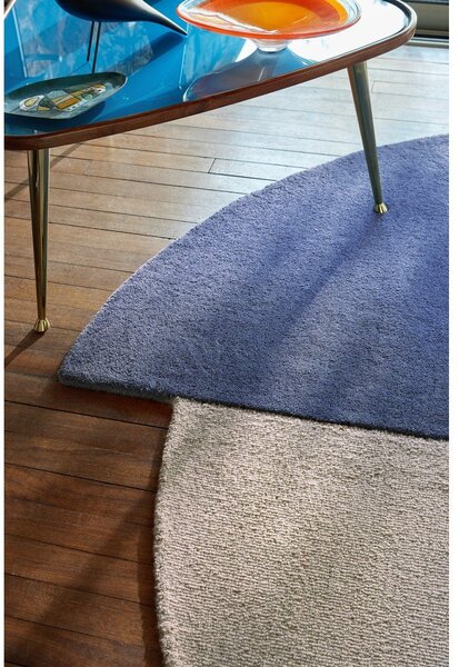 Син ръчно изработен вълнен кръгъл килим ø 150 cm Mia Segment – Flair Rugs