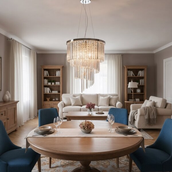 Ideal Lux - Кристален пендел CARLTON 12xE14/40W/230V Ø 50 см хром