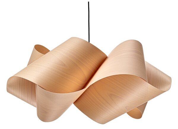 LZF LAMPS висяща лампа Swirl, бук/никелов цвят, Ø 54 cm, дърво, Затъмняване, Дърво, Дневна/трапезария, Дървесина, Дизайн