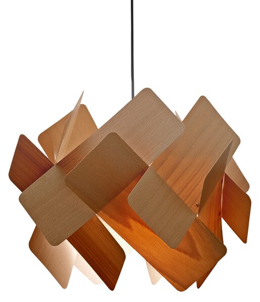 LZF LAMPS висяща лампа Escape, бук/никел, Ø 30 cm, дърво, Затъмняване, Дърво, Дневна/трапезария, Дървесина, Дизайн