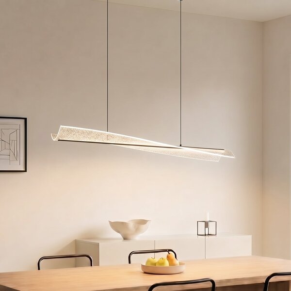 Lucande LED висяща лампа Vellia, черна, дължина 112 cm, CCT, Черен, Дневна/трапезария, Метал, Модерен