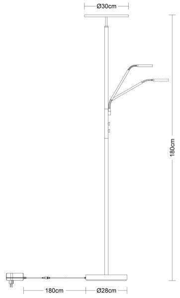 Globo 59093N - LED димируема подова лампа STANFORD 28W/230V + 5W 3000K в лъскав хром