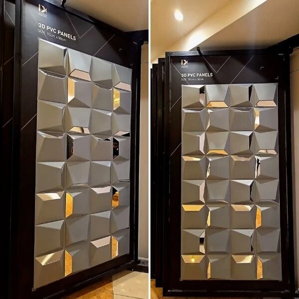 Reflectiva™ 3d Pvc огледален стенен панел 50 X 50 см - 8 броя, Дървесен ефект