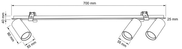 Brilagi - Вградено осветително тяло SELE 3xGU10/30W/230V, черно
