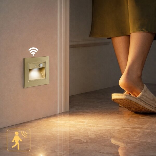 Brilagi - LED осветително тяло за стълби със сензор STEP LIGHT LED/1,5W/230V IP44 златисто