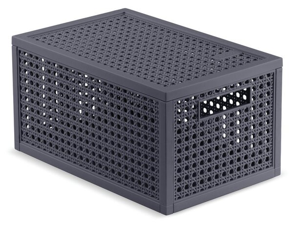 Тъмносива кутия за съхранение с капак от рециклирана пластмаса 19x30x15 cm Kaya – Curver