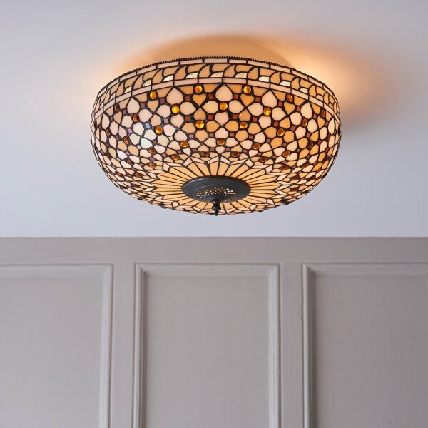 Endon 64276 - Таванно осветително тяло Tiffany MILLE FEUX 2xE27/60W/230V, Ø 45 см