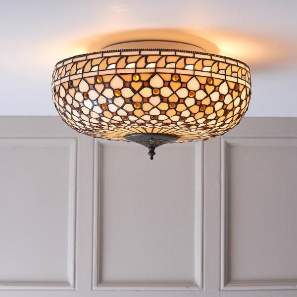 Endon 64276 - Таванно осветително тяло Tiffany MILLE FEUX 2xE27/60W/230V, Ø 45 см