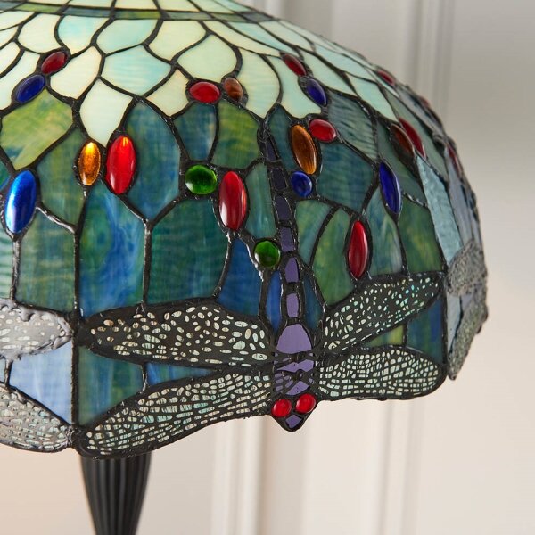 Endon 64069 - Подова лампа Tiffany DRAGONFLY 2xE27/60W/230V Ø 50 см