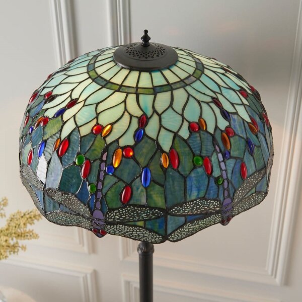 Endon 64069 - Подова лампа Tiffany DRAGONFLY 2xE27/60W/230V Ø 50 см
