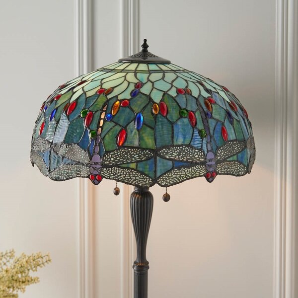 Endon 64069 - Подова лампа Tiffany DRAGONFLY 2xE27/60W/230V Ø 50 см