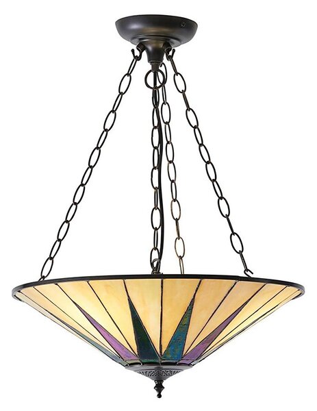 Endon 70754 - Полилей с верига Tiffany DARK STAR, 3xE27/60W/230V, Ø 49 см