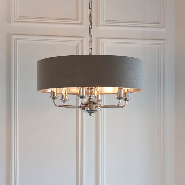 Endon 94415 - Пендел HIGHCLERE 8xE14/40W/230V сив/лъскав хром