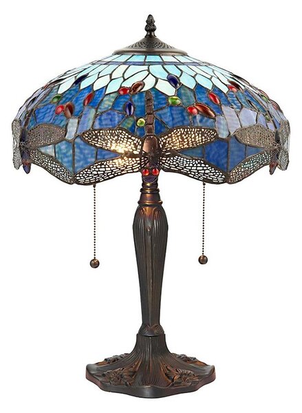 Endon 64089 - Настолна лампа Tiffany DRAGONFLY 2xE27/60W/230V, диаметър 41 см
