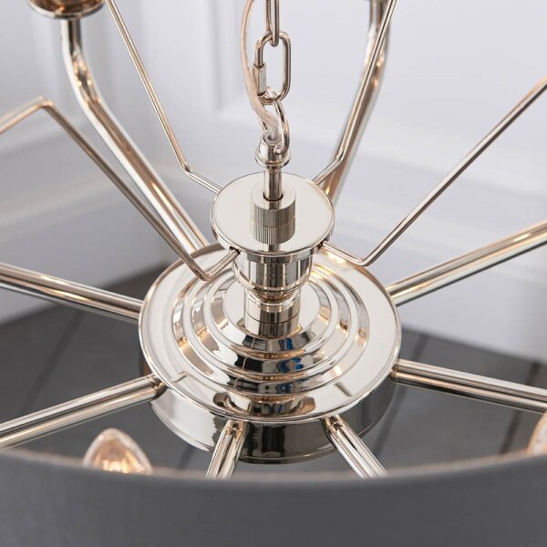 Endon 94415 - Пендел HIGHCLERE 8xE14/40W/230V сив/лъскав хром