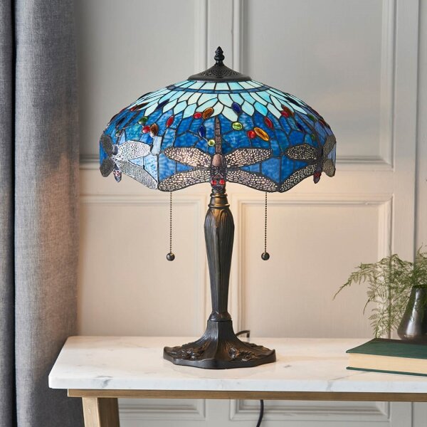 Endon 64089 - Настолна лампа Tiffany DRAGONFLY 2xE27/60W/230V, диаметър 41 см