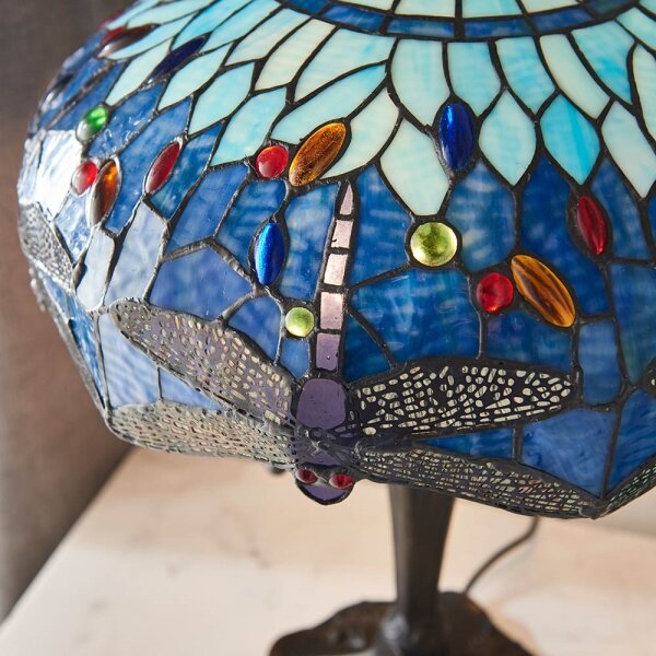 Endon 64089 - Настолна лампа Tiffany DRAGONFLY 2xE27/60W/230V, диаметър 41 см