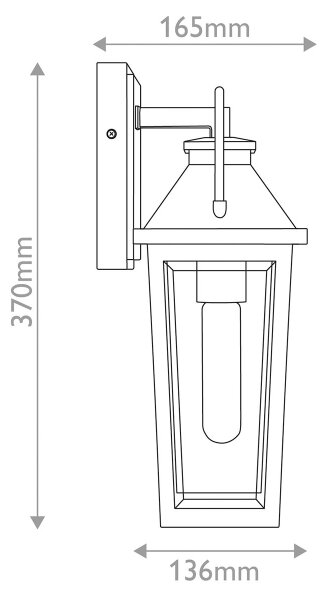 Quoizel QZ-BUCKLEY-S-MBK - Външно стенно осветително тяло BUCKLEY S 1xE27/40W/230V IP44