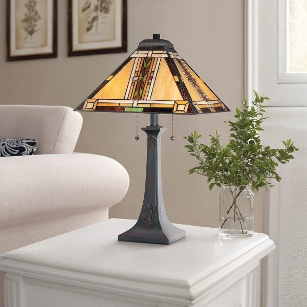 Quoizel QZ-NAVAJO-TL-VB - Настолна лампа Tiffany NAVAJO 2xE27/60W/230V