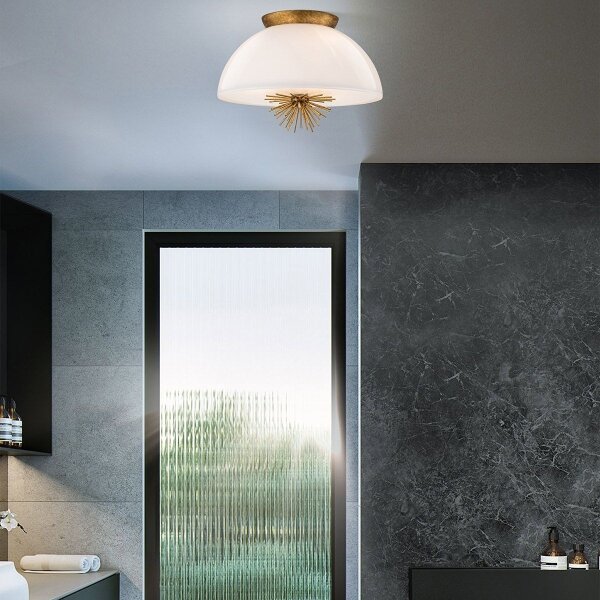 Quoizel STARING-3P-DG-OPAL-Висящ полилей STARING 3xE14/40W/230V Ø 45,7cm златист