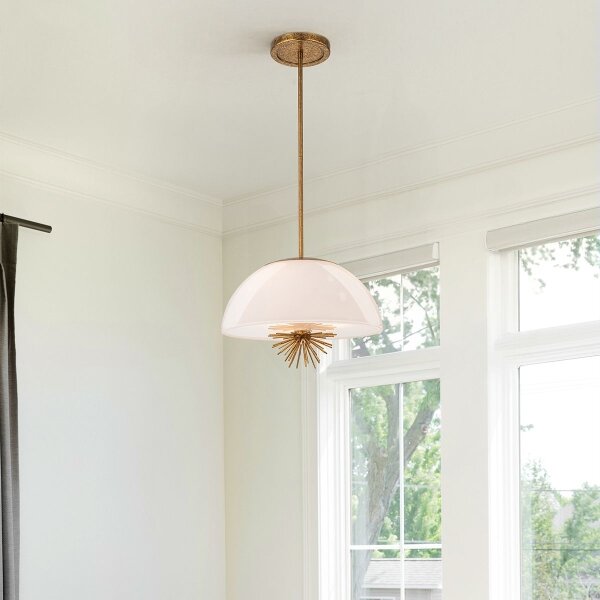 Quoizel STARING-3P-DG-OPAL-Висящ полилей STARING 3xE14/40W/230V Ø 45,7cm златист