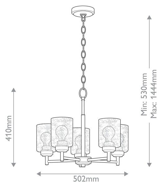 Kichler KL-WINSLOW5-NBR - Пендел WINSLOW 5xE27/60W/230V месинг
