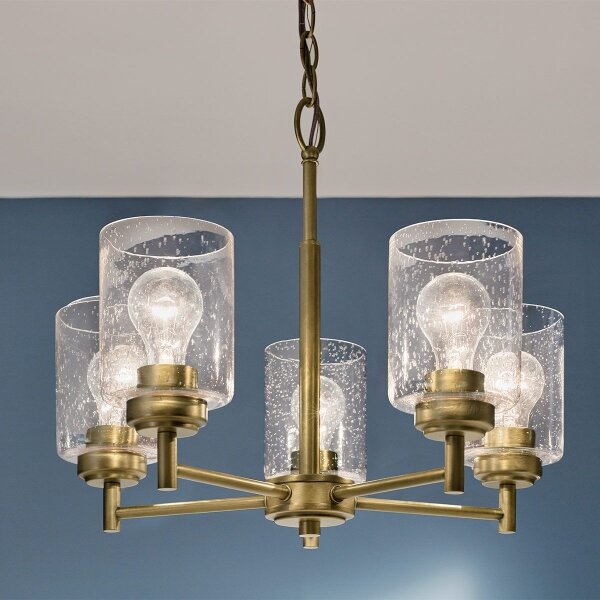 Kichler KL-WINSLOW5-NBR - Пендел WINSLOW 5xE27/60W/230V месинг