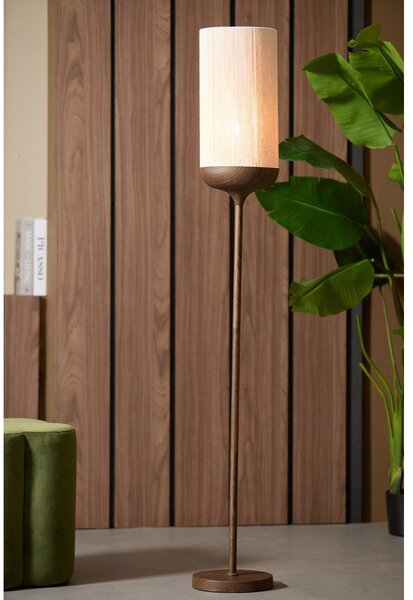 Тъмнокафява подова лампа с текстилен абажур (височина 159 cm) Dania – Light & Living