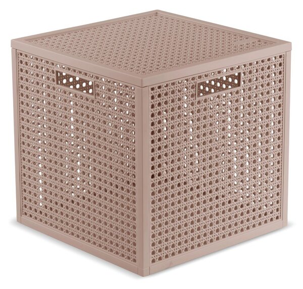 Сиво-розова кутия за съхранение с капак от рециклирана пластмаса 28x28x28 cm Kaya Cube – Curver