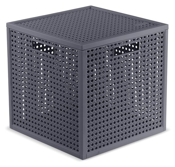 Тъмносива кутия за съхранение с капак от рециклирана пластмаса 28x28x28 cm Kaya Cube – Curver