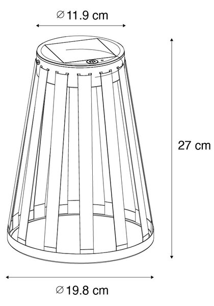 Външна настолна лампа черна с LED 3-степенна димираща соларна и акумулаторна - Penny