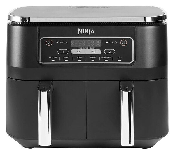 Фритюрник с горещ въздух Ninja AF300EU, 2470W, 7.6 л, 6 програми, 2 независими зони за готвене, Черен