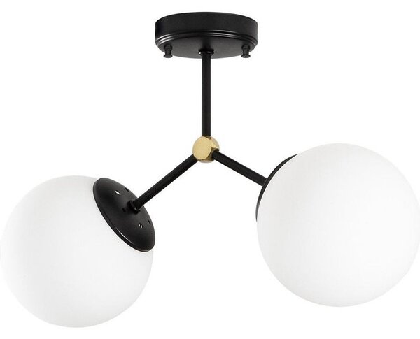 Черно-бял осветително тяло за таван със стъклен абажур 15x44 cm Damar – Opviq lights