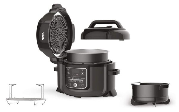 Мултикукър Ninja OP300EU, 1460W, 6Л, TenderCrisp, 7в1, Не съдържа BPA, Незалепващо керамично покритие, Черен