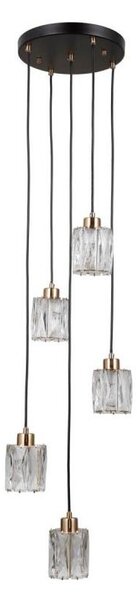 ITALUX PND-40813-5R-BK-HBR - Полилей TORNO на кабел, 5xE14/40W/230V, черно/златно