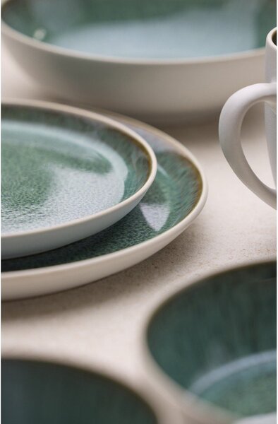 Бяла/зелена десертна глинена чиния ø 21 cm Gastro White/Green – Bitz
