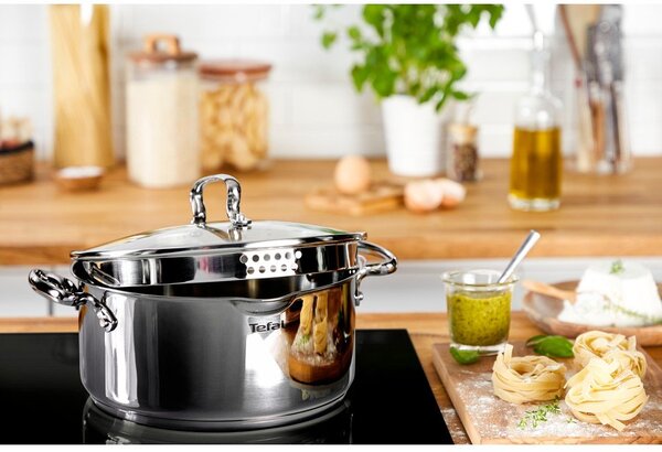 Съд от неръждаема стомана с капак за индукция 5 л Duetto+ - Tefal