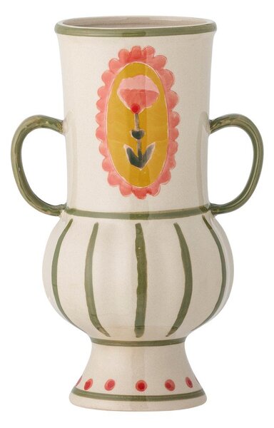 Бежова глинена ръчно рисувана ваза (височина 21 cm) Odina – Bloomingville