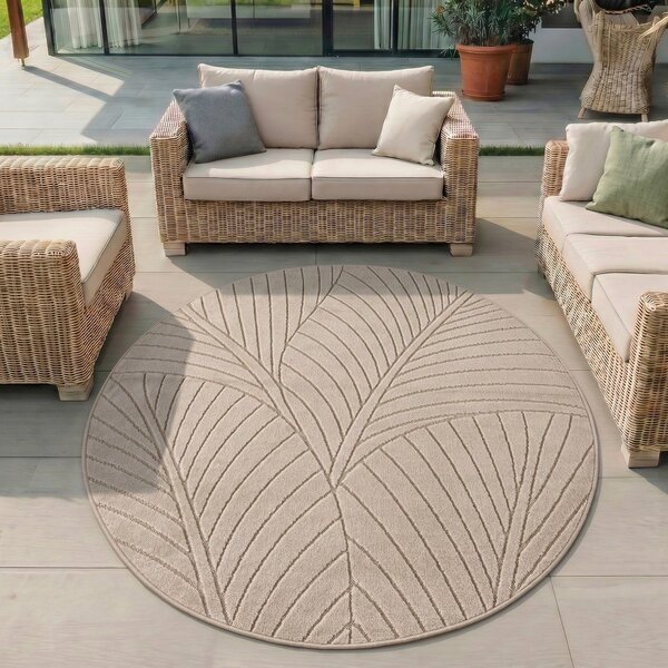 Бежов кръгъл килим за открито и закрито ø 80 cm Nova 1203 – Ayyildiz Carpets