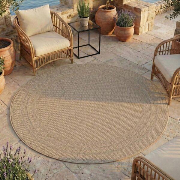 Бежов кръгъл килим за открито и закрито ø 80 cm Desert 1304 – Ayyildiz Carpets