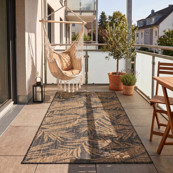Черен/кафяв килим за открито и закрито 60x100 cm Mira 1451 – Ayyildiz Carpets