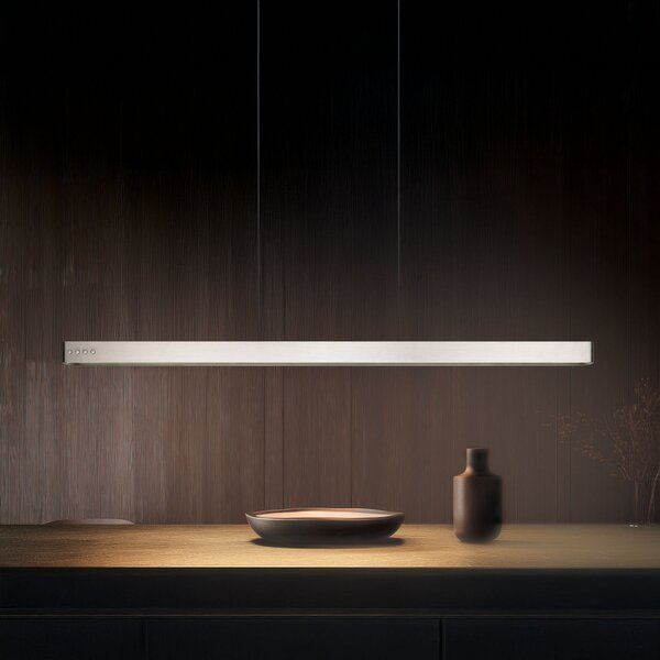 Trio Lighting LED висяща лампа Donegal, никелов цвят, дължина 150 cm, CCT, Затъмняване, Металик, Дневна/трапезария, Метал, Модерен