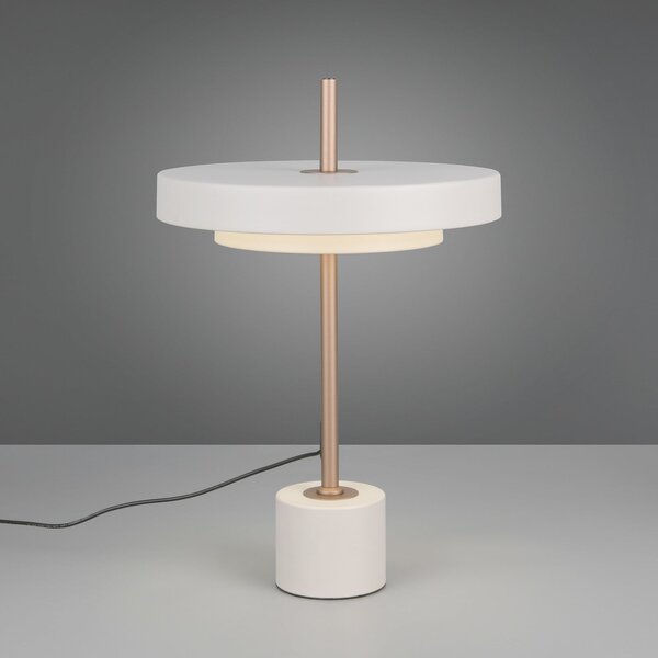 Trio Lighting LED настолна лампа Keaton, светлосива, височина 45 cm, метал, CCT, Затъмняване, Сив, Дневна/трапезария, Метал