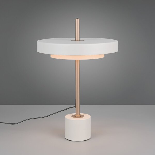 Trio Lighting LED настолна лампа Keaton, светлосива, височина 45 cm, метал, CCT, Затъмняване, Сив, Дневна/трапезария, Метал