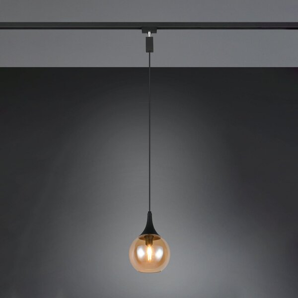 Trio Lighting Релсова висяща лампа LUMINA за DUOline, кехлибарено оцветяване, Затъмняване, Бежов, Дневна/трапезария, Стъкло, Модерен