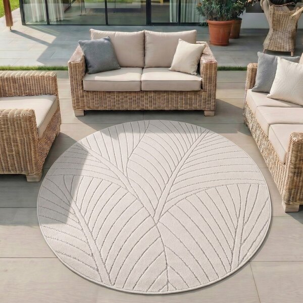 Кремав кръгъл килим за открито и закрито ø 80 cm Nova 1203 – Ayyildiz Carpets