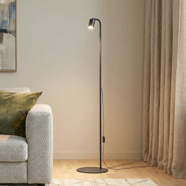 TK Lighting Стелажна лампа Nex, черна, метал, височина 140 cm, GU10, Черен, Дневна/трапезария, Метал