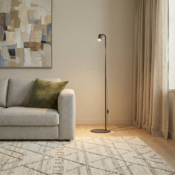 TK Lighting Стелажна лампа Nex, черна, метал, височина 140 cm, GU10, Черен, Дневна/трапезария, Метал