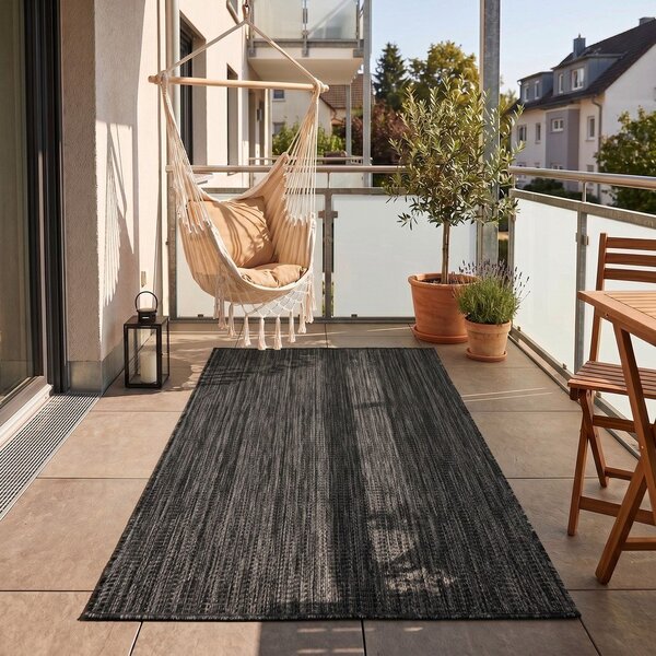 Черен килим за открито и закрито 60x100 cm Mira 1450 – Ayyildiz Carpets