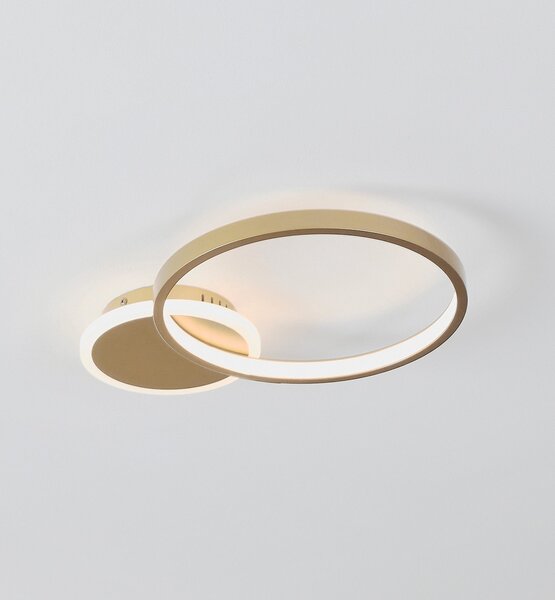 EGLO LED лампа за таван Gafares, златна, алуминий, 41 cm дистанционно управление CCT, Затъмняване, Злато / месинг, Дневна/трапезария, Метал, Модерен, Таван с много пламъци